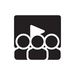 Poster - Group video watching icon. People watching screen, ideal for online classes, movies, or team learning.
