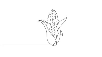 Aufkleber - Self drawing line animation corncob Vegetables corn continuous one single line drawn concept, Fresh maize concept starchy vegetable icon. Full length one line animation