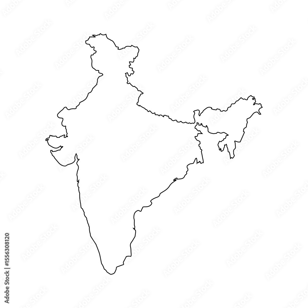 vector map of India isolated on a transparent background, Detailed map ...