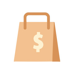 Poster - Isolated beige shopping bag with a dollar sign representing commerce and retail transactions for consumers