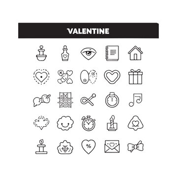 Valentine's Day icons set. Vector icon as ecg, doctor, pacemaker, heart outline pictogram..eps