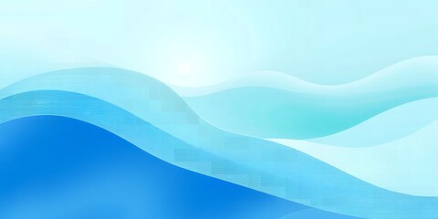 Poster - Abstract illustration of layered blue waves with varying shades on a light blue background