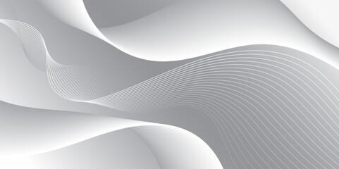 Poster - abstract white and gray background with wave line.