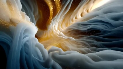 Poster - Abstract spiral tunnel of glowing particles in deep space, representing data flow or futuristic energy vortex