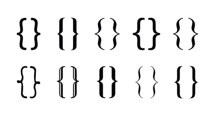 curly braces brackets parenthesis icon set , bracket, braces, parenthes vector set, diverse curly br