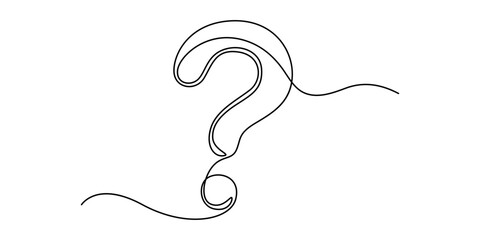 Poster - Question mark linear background. One continuous drawing of a question mark. Vector illustration, Question mark linear background. One continuous line drawing of question mark. Vector illustration.