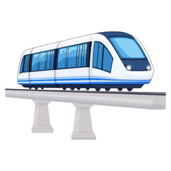 Poster - Modern Monorail Train on Elevated Track in Urban Environment, isolated on transparent background.