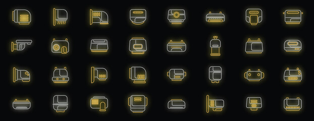 Poster - Glowing neon icons depict various smart home appliances, symbolizing modern living, automation, and convenience