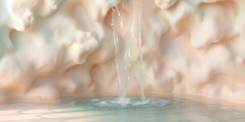 Poster - A serene waterfall cascading into a pool of water against a backdrop of textured formations