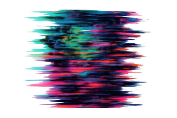 Fototapete - Digital distortion creating vibrant horizontal glitch lines, delivering dynamic visual disruption against transparent background