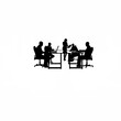 © KamrulHasan - Silhouette of a team working in an international trade office on white background