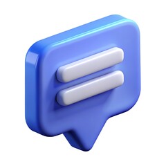 Fototapete - 3D Render:  Blue Chat Bubble Icon - Communication & Messaging Symbol 3D icon high quality resolution