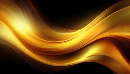 Wall Mural - flowing golden abstract light streaks on black background with dynamic curves for modern design and 