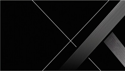Wall Mural - minimalist black background with geometric white diagonal lines for tech branding or modern web desi