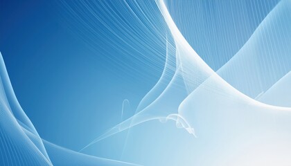 Wall Mural - flowing white abstract lines on bright blue gradient sky background for modern web design or tech br