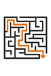 © Tanja - Orange arrow showing the solution to the maze puzzle. Transparent