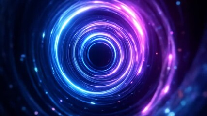 Fototapete - Abstract Digital Animation of Blue and Pink Neon Light Vortex Tunnel