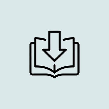 Downloadable lesson icon vector illustration, Book download sign, Education and e-learning icon