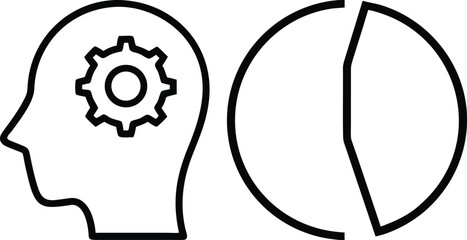 Poster - Human head profile with gear inside and incomplete circle symbolizing thought process