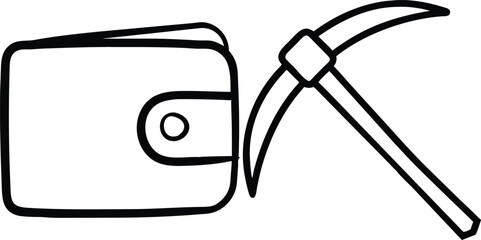 Aufkleber - Digital currency wallet and pickaxe icon symbolizing cryptocurrency mining and financial security