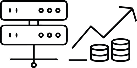 Poster - Server rack icon with coins and upward trending arrow representing financial growth