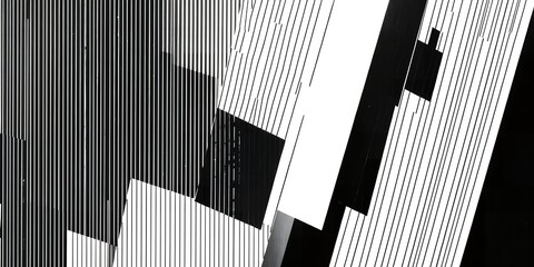Poster - Abstract monochrome composition featuring intersecting lines and geometric shapes design