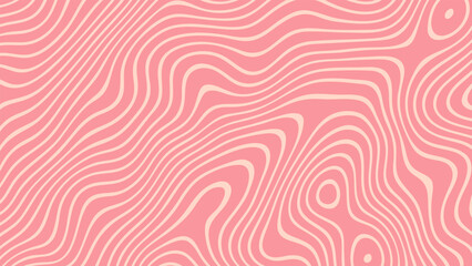 Poster - Groovy pink wavy lines abstract pattern. Psychedelic optical illusion design for wallpaper and textile print. Funky background.