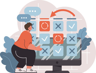 Poster - Strategy planning project management workflow task management process optimization business solutions analysis vector art illustration and png 