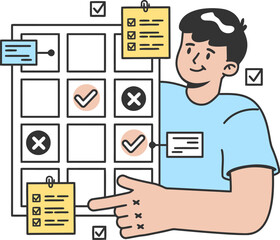Poster - Planning checklist task management project management workflow process organization strategy business success vector art illustration and png 