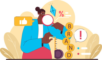 Poster - Brand analysis marketing strategy business growth research analytics advertising campaign success review vector art illustration and png 