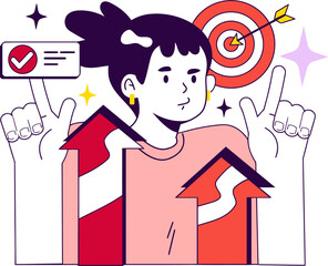 Poster - Target success growth arrow achievement business strategy goal focus direction progress aiming plan vision vector art illustration and png 