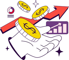 Poster - Investment growth finance money business financial success wealth profit income economy stock market gain vector art illustration and png 