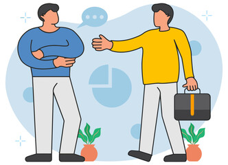 Poster - Illustration business meeting discussion presentation teamwork collaboration communication strategy plan review vector art illustration and png sticker