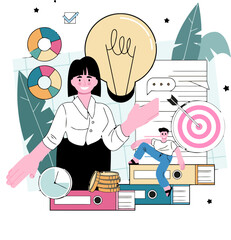 Aufkleber - Business strategy marketing planning idea target teamwork management analysis growth success chart vector art illustration and png 