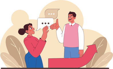 Poster - Business communication teamwork collaboration strategy growth success partnership discussion meeting planning target vector art illustration and png 