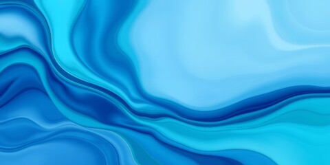 Poster - Abstract watercolor painting with flowing shades of blue and light blue creating soft waves