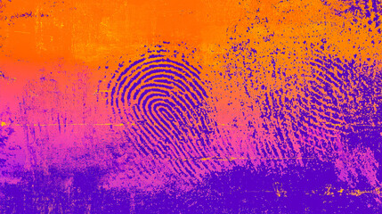 Poster - A vibrant abstract background showcases intertwined fingerprint patterns in striking orange and purple, evoking a sense of creativity and intrigue