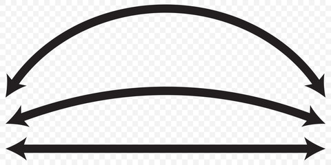 Poster - Dual sided arrow vector, icon, silhouette design. Semicircular curved thin, long double ended arrow vector design for website, app and logo design. Black Dual sided arrow icons on Transparent. EPS 10.