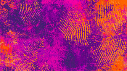 Poster - An abstract design features bold fingerprint patterns against a vivid purple and orange backdrop, creating an engaging visual with dynamic textures
