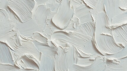 Poster - Abstract white oil paint brushstrokes texture pattern contemporary painting wallpaper background