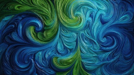 Poster - Blue and green abstract background with contrasting swirls and dynamic patterns, creating a visually striking and energetic composition.