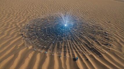 Poster - Mysterious Light Formation in the Desert Creating Intricate Patterns on Sandy Dunes During Bright Daylight Conditions