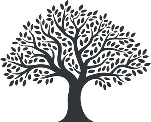 Poster - Simple Black and White Stylized Tree Graphic Design Vector illustration stylized tree silhouette tree nature forest plant nature graphic silhouette illustration vector design