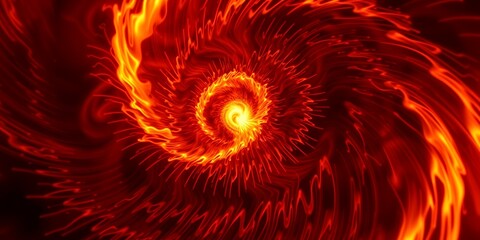 Poster - Abstract fiery spiral design with bright center and flowing red and orange flames effect
