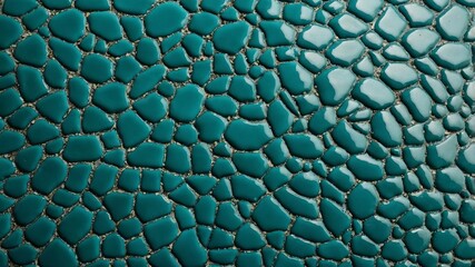 Poster - Colorful Turquoise Mosaic Tiles Arranged in an Intricate Pattern, Showcasing Various Shapes and Sizes for a Stunning Decorative Effect Indoors or Outdoors