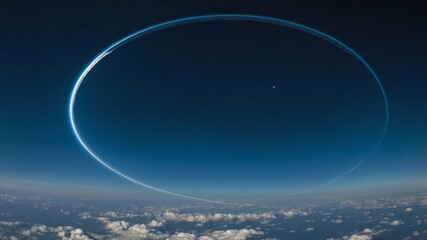 Poster - Stunning Aerial View of Circular Vapor Trail Against a Background of Clear Blue Sky and Clouds at Dusk