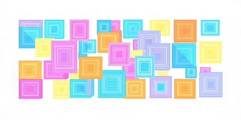 Poster - A vibrant array of colorful squares arranged randomly on a white background creating a pattern