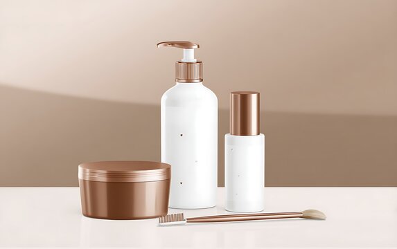 Cosmetic product set on neutral background