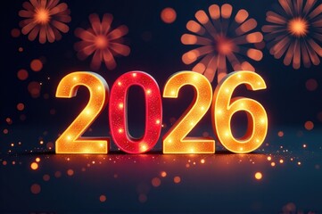 Wall Mural - New Year celebration with colorful fireworks lit up the night sky..New Year 2026.