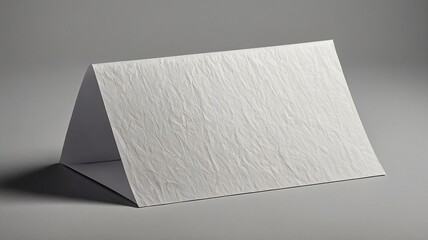 Poster - Textured White Paper Placed on a Gray Background Displays Its Crinkled Surface in an Artistic Arrangement During Daylight in a Minimalistic Setting